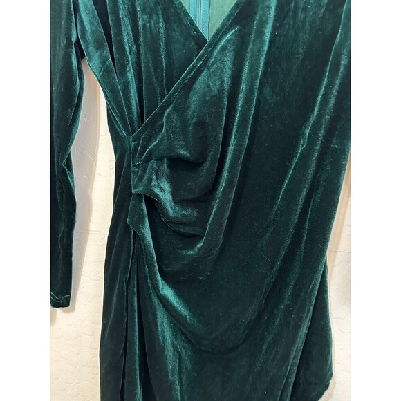 Womans Velvet Emerald Green Mini Dress Size L Whimsigoth Vampire Event Prom Gala - Picture 7 of 13